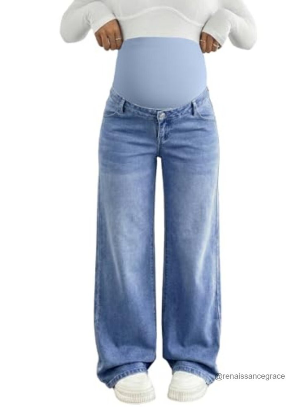 BLENCOT Maternity Wide Leg Jeans Over Belly Pregnancy Pants